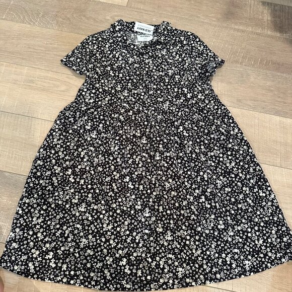 OLD NAVY GIRLS BLACK FLORAL TUNIC DRESS WITH POCKETS NEW LARGE 10/12 - Picture 1 of 8
